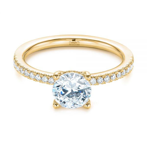 18k Yellow Gold 18k Yellow Gold Custom Classic Diamond Engagement Ring - Flat View -  105068