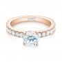 18k Rose Gold 18k Rose Gold Custom Classic Engagement Ring - Flat View -  104158 - Thumbnail
