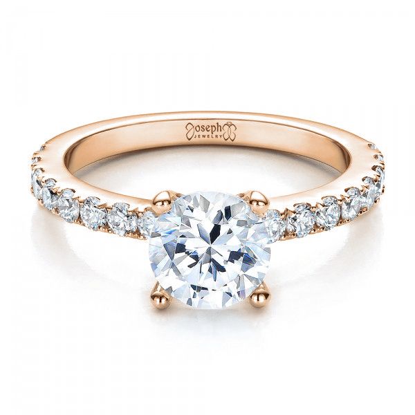 18k Rose Gold 18k Rose Gold Custom Classic Engagement Ring - Flat View - 1469