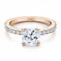 18k Rose Gold 18k Rose Gold Custom Classic Engagement Ring - Flat View -  1469 - Thumbnail