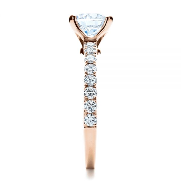 18k Rose Gold 18k Rose Gold Custom Classic Engagement Ring - Side View - 1469