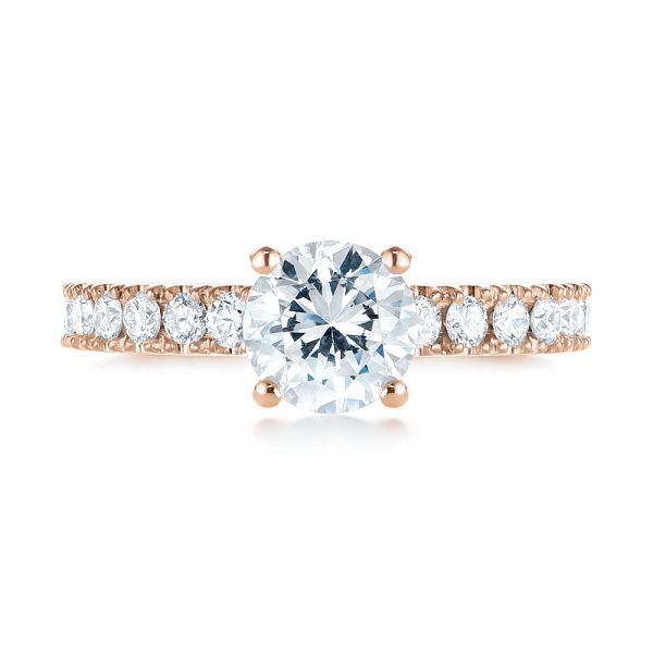 14k Rose Gold 14k Rose Gold Custom Classic Engagement Ring - Top View -  104158