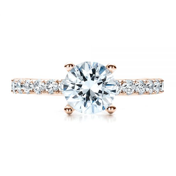 18k Rose Gold 18k Rose Gold Custom Classic Engagement Ring - Top View - 1469