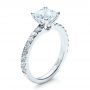 18k White Gold Custom Classic Engagement Ring - Three-Quarter View -  1469 - Thumbnail