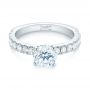 18k White Gold Custom Classic Engagement Ring - Flat View -  104158 - Thumbnail