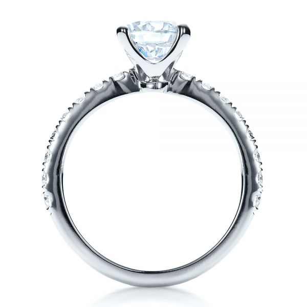 18k White Gold Custom Classic Engagement Ring - Front View -  1469