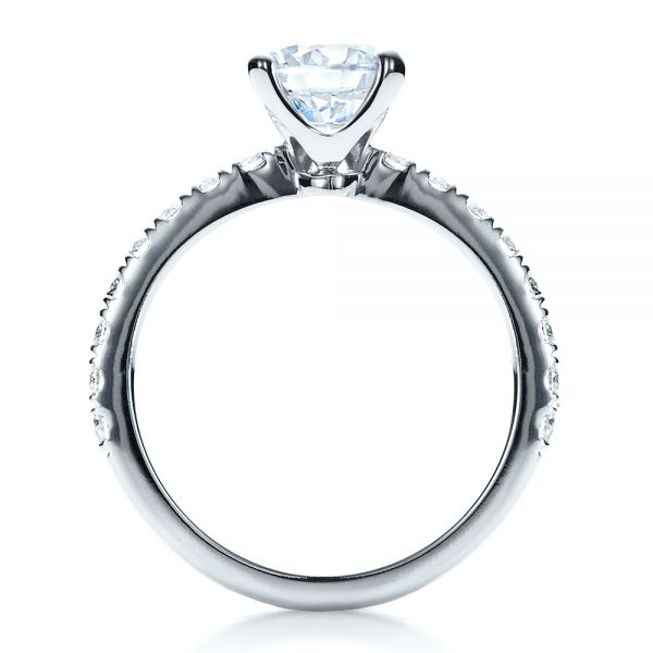 18k White Gold Custom Classic Engagement Ring - Front View - 1469