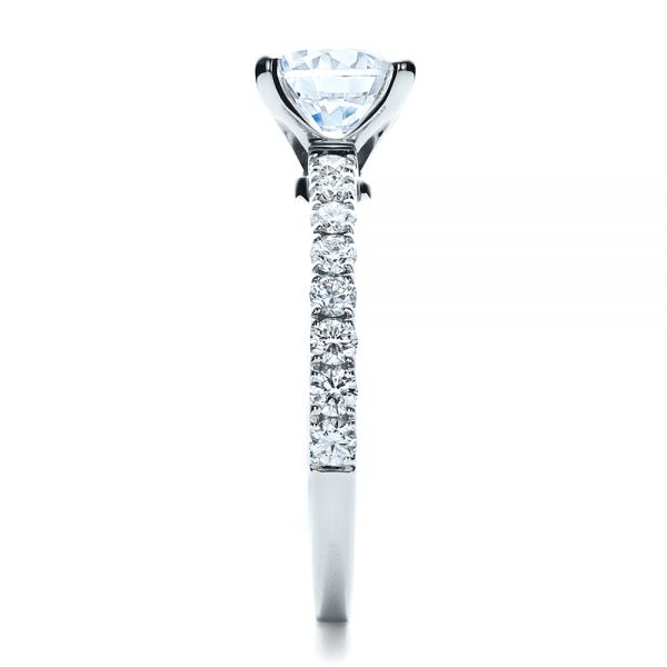18k White Gold Custom Classic Engagement Ring - Side View - 1469