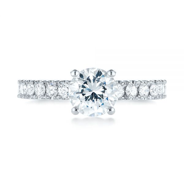 18k White Gold Custom Classic Engagement Ring - Top View -  104158