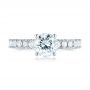 18k White Gold Custom Classic Engagement Ring - Top View -  104158 - Thumbnail