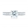 18k White Gold Custom Classic Engagement Ring - Top View -  104158 - Thumbnail