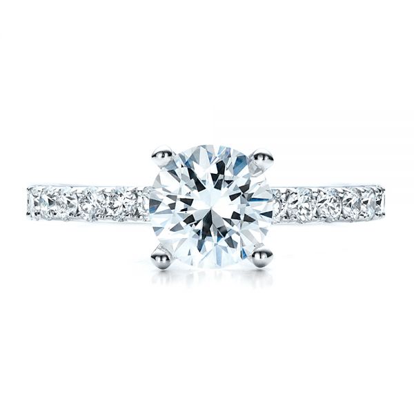 18k White Gold Custom Classic Engagement Ring - Top View -  1469