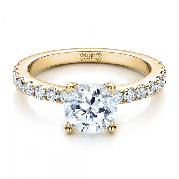 18k Yellow Gold 18k Yellow Gold Custom Classic Engagement Ring - Flat View - 1469