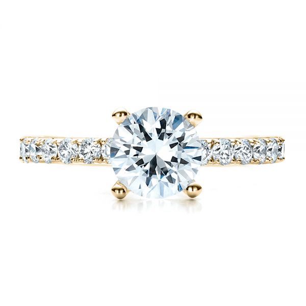 18k Yellow Gold 18k Yellow Gold Custom Classic Engagement Ring - Top View - 1469
