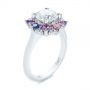  Platinum Custom Cluster Amethyst Sapphire And Diamond Engagement Ring - Three-Quarter View -  104823 - Thumbnail
