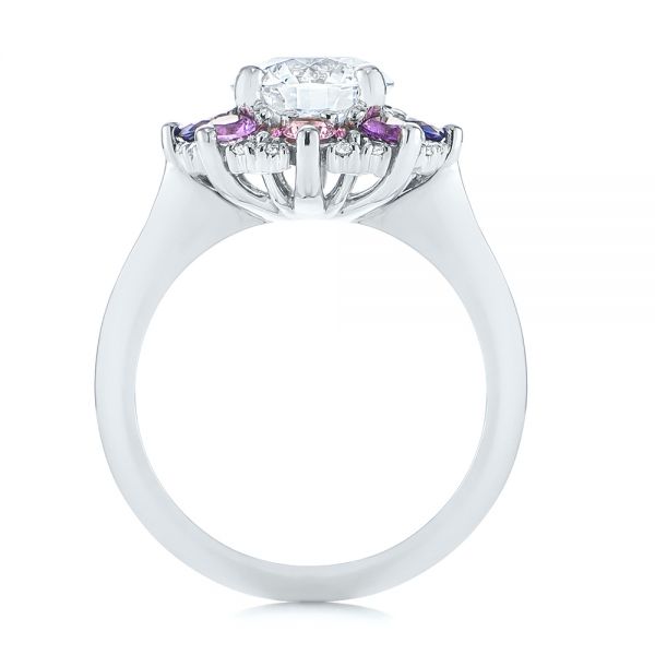  Platinum Custom Cluster Amethyst Sapphire And Diamond Engagement Ring - Front View -  104823