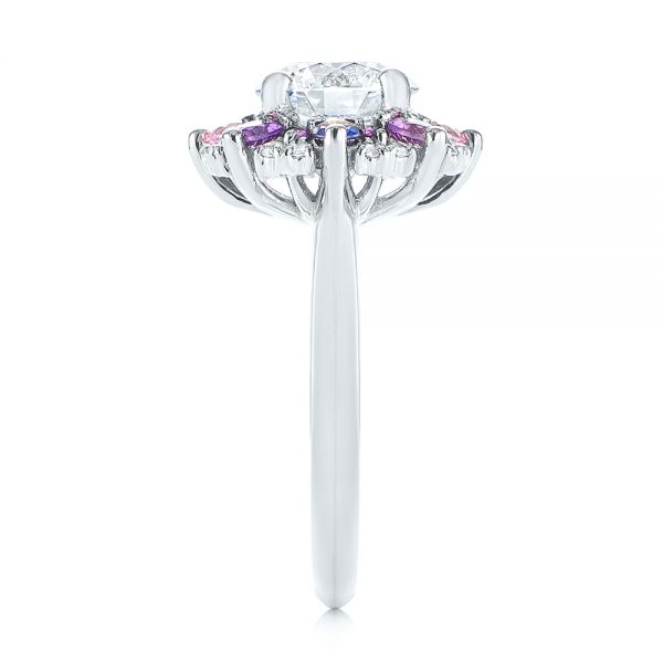  Platinum Custom Cluster Amethyst Sapphire And Diamond Engagement Ring - Side View -  104823