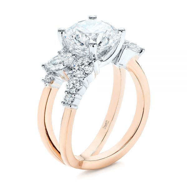 Custom Cluster Diamond Two-tone Engagement Ring - Image