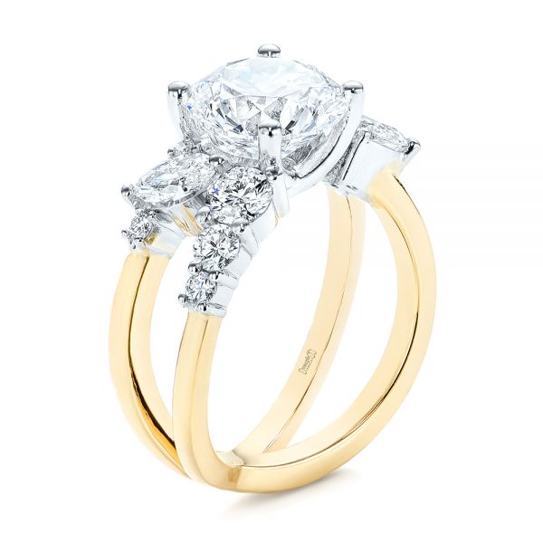 18k Yellow Gold And Platinum Custom Two-tone Solitaire Diamond Engagement  Ring