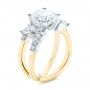 14k Yellow Gold And Platinum Custom Cluster Diamond Two-tone Engagement Ring - Three-Quarter View -  105803 - Thumbnail