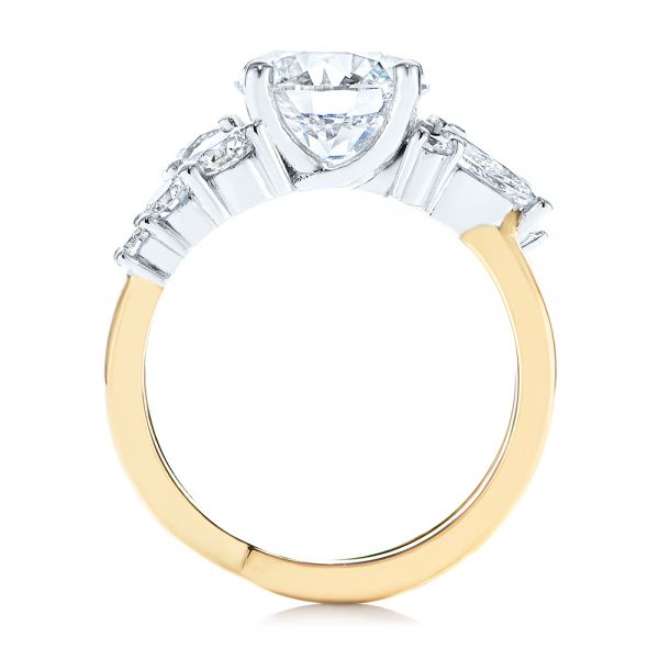14k Yellow Gold And Platinum Custom Cluster Diamond Two-tone Engagement Ring - Front View -  105803