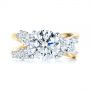 14k Yellow Gold And Platinum Custom Cluster Diamond Two-tone Engagement Ring - Top View -  105803 - Thumbnail