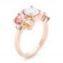 14k Rose Gold Custom Cluster Set Diamond And Sapphire Engagement Ring - Three-Quarter View -  102855 - Thumbnail