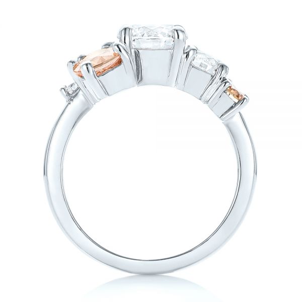 14k White Gold 14k White Gold Custom Cluster Set Diamond And Sapphire Engagement Ring - Front View - 102855