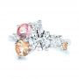  Platinum Platinum Custom Cluster Set Diamond And Sapphire Engagement Ring - Top View -  102855 - Thumbnail