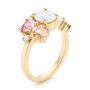 18k Yellow Gold 18k Yellow Gold Custom Cluster Set Diamond And Sapphire Engagement Ring - Three-Quarter View -  102855 - Thumbnail