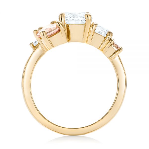 18k Yellow Gold 18k Yellow Gold Custom Cluster Set Diamond And Sapphire Engagement Ring - Front View - 102855