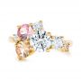 18k Yellow Gold 18k Yellow Gold Custom Cluster Set Diamond And Sapphire Engagement Ring - Top View -  102855 - Thumbnail
