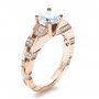18k Rose Gold 18k Rose Gold Custom Contemporary Diamond Engagement Ring - Three-Quarter View -  1218 - Thumbnail