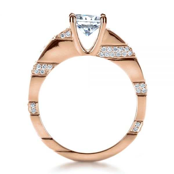 18k Rose Gold 18k Rose Gold Custom Contemporary Diamond Engagement Ring - Front View - 1218