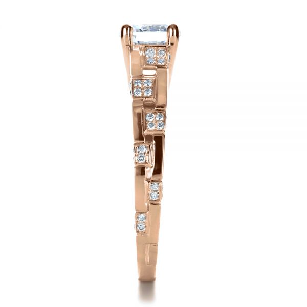 18k Rose Gold 18k Rose Gold Custom Contemporary Diamond Engagement Ring - Side View -  1218