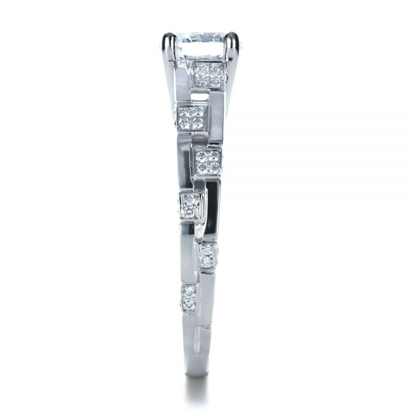 18k White Gold Custom Contemporary Diamond Engagement Ring - Side View - 1218