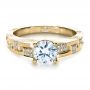 14k Yellow Gold 14k Yellow Gold Custom Contemporary Diamond Engagement Ring - Flat View -  1218 - Thumbnail