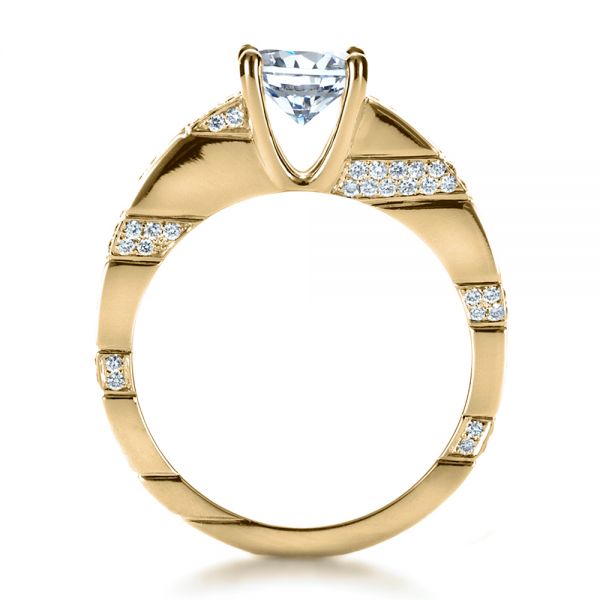 18k Yellow Gold 18k Yellow Gold Custom Contemporary Diamond Engagement Ring - Front View - 1218