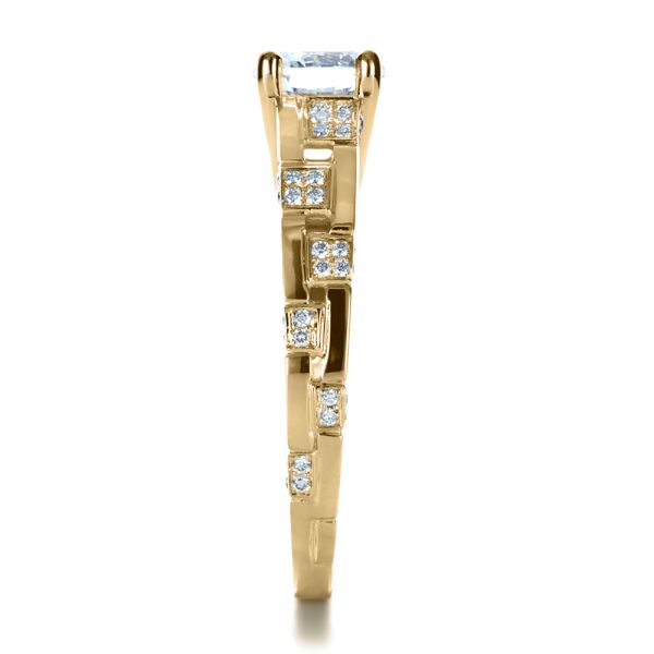18k Yellow Gold 18k Yellow Gold Custom Contemporary Diamond Engagement Ring - Side View -  1218