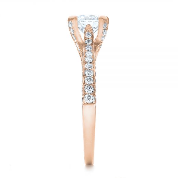 14k Rose Gold 14k Rose Gold Custom Criss-cross Diamond Engagement Ring - Side View -  100664