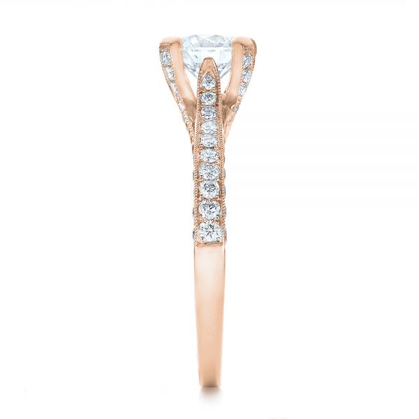 14k Rose Gold 14k Rose Gold Custom Criss-cross Diamond Engagement Ring - Side View - 100664