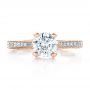 18k Rose Gold 18k Rose Gold Custom Criss-cross Diamond Engagement Ring - Top View -  100664 - Thumbnail