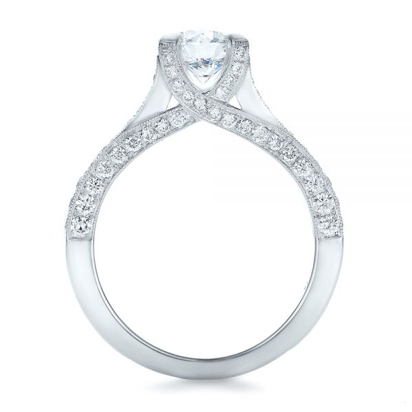 18k White Gold 18k White Gold Custom Criss-cross Diamond Engagement Ring - Front View -  100664