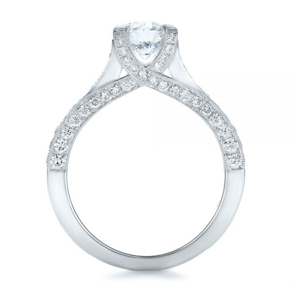 14k White Gold 14k White Gold Custom Criss-cross Diamond Engagement Ring - Front View - 100664