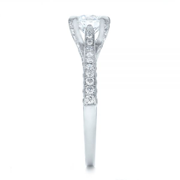 14k White Gold 14k White Gold Custom Criss-cross Diamond Engagement Ring - Side View - 100664