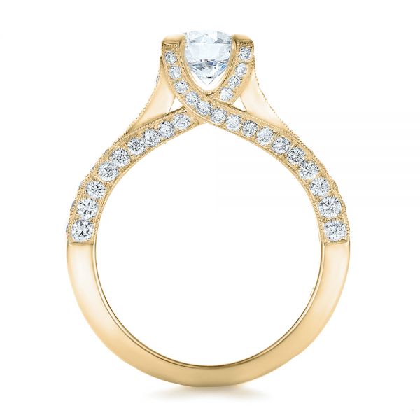 14k Yellow Gold 14k Yellow Gold Custom Criss-cross Diamond Engagement Ring - Front View - 100664
