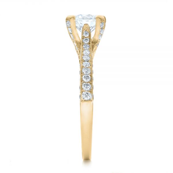 18k Yellow Gold 18k Yellow Gold Custom Criss-cross Diamond Engagement Ring - Side View -  100664