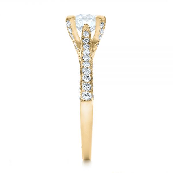 14k Yellow Gold 14k Yellow Gold Custom Criss-cross Diamond Engagement Ring - Side View - 100664