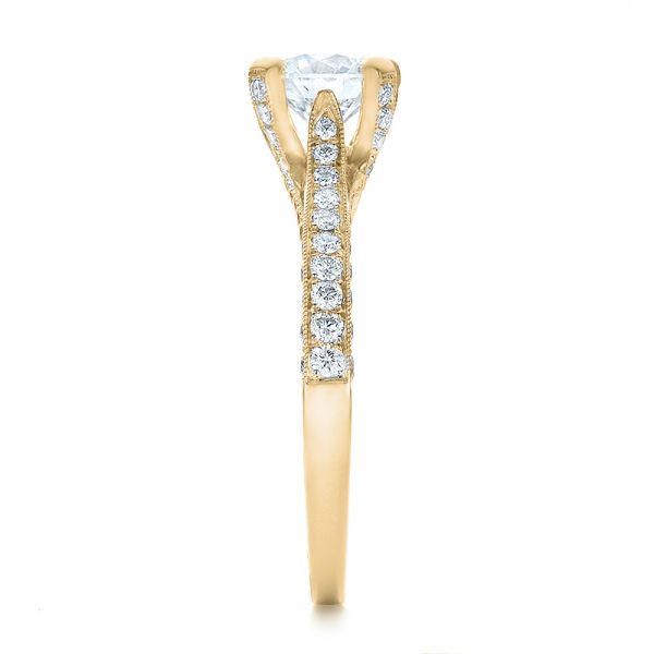 14k Yellow Gold 14k Yellow Gold Custom Criss-cross Diamond Engagement Ring - Side View -  100664