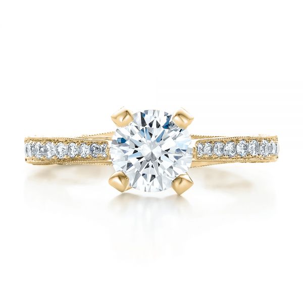 14k Yellow Gold 14k Yellow Gold Custom Criss-cross Diamond Engagement Ring - Top View -  100664